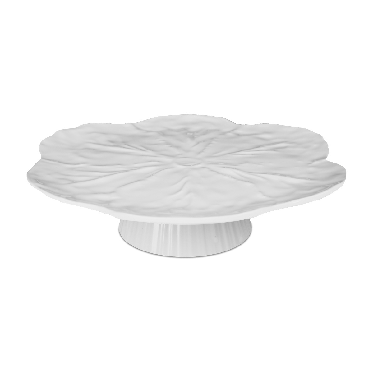 Baci Milano Botanica Çiçek Desenli Melamin Beyaz Büyük Boy Ayaklı Kek Standı 40,5 cm