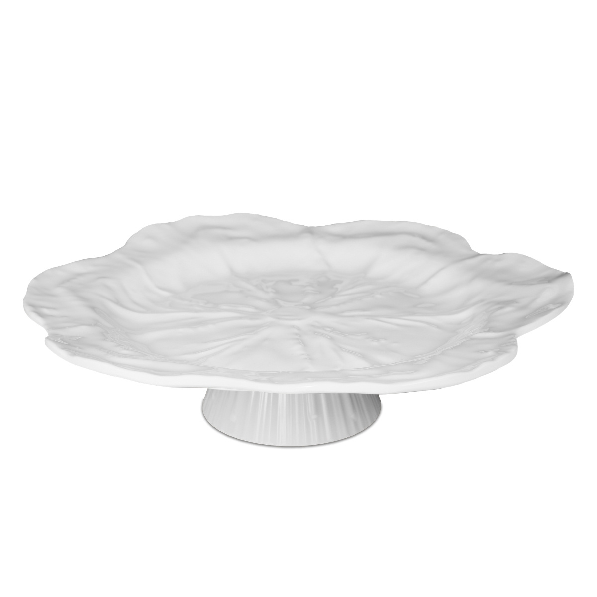 Baci Milano Botanica Çiçek Desenli Melamin Beyaz Orta Boy Ayaklı Kek Standı 32,5 cm