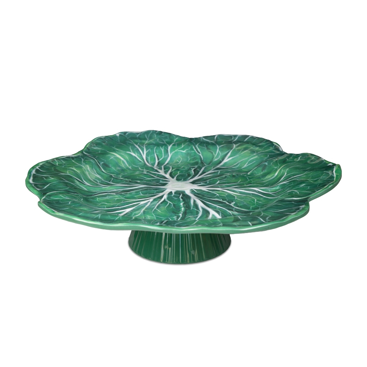 Baci Milano Botanica Çiçek Desenli Melamin Yeşil Orta Boy Ayaklı Kek Standı 32,5 cm