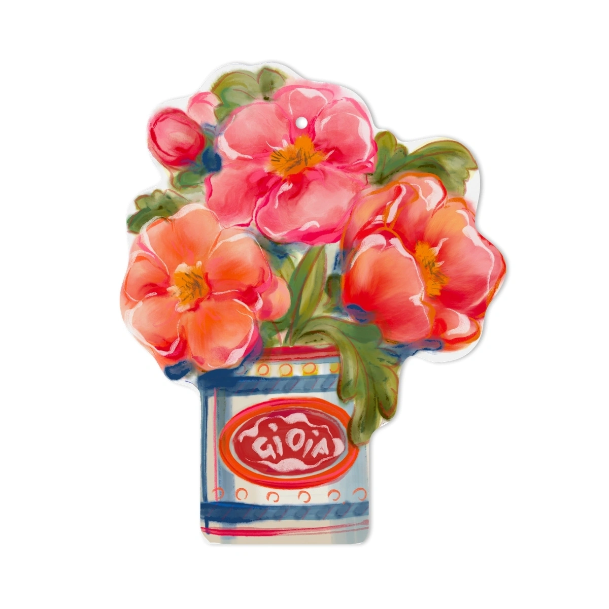 Baci Milano Dolce Far Niente Çiçekli Vazo Desenli Asılabilir Melamin Kesme Tahtası Orta Boy 24 x 29 cm