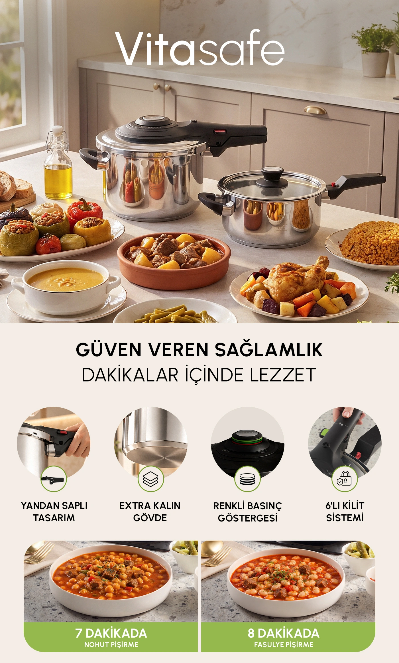 Vitasafe Düdüklü Tencere Seti 4+6 Litre