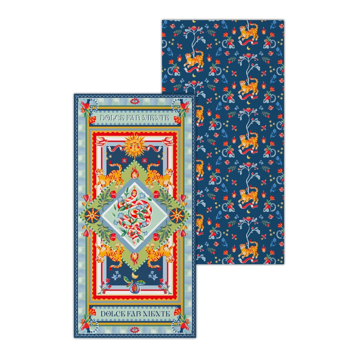 Baci Milano Dolce Far Niente Çift Taraflı Güneş Desenli Renkli Pamuklu ve Mikrofiber Plaj Havlusu 45 x 60 cm