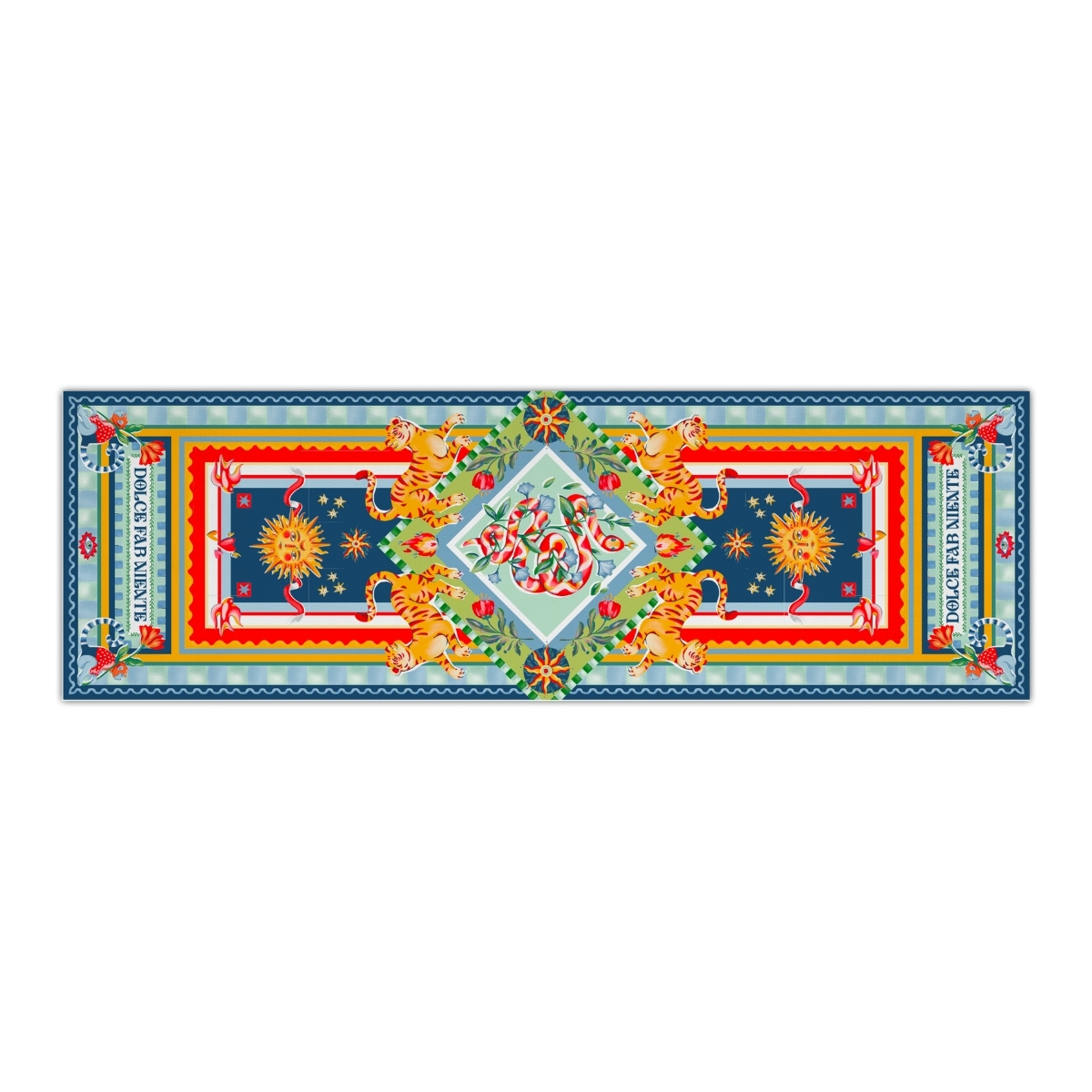Baci Milano Dolce Far Niente Güneş Desenli Renkli Pamuklu ve Polyester Runner 48 x 150 cm