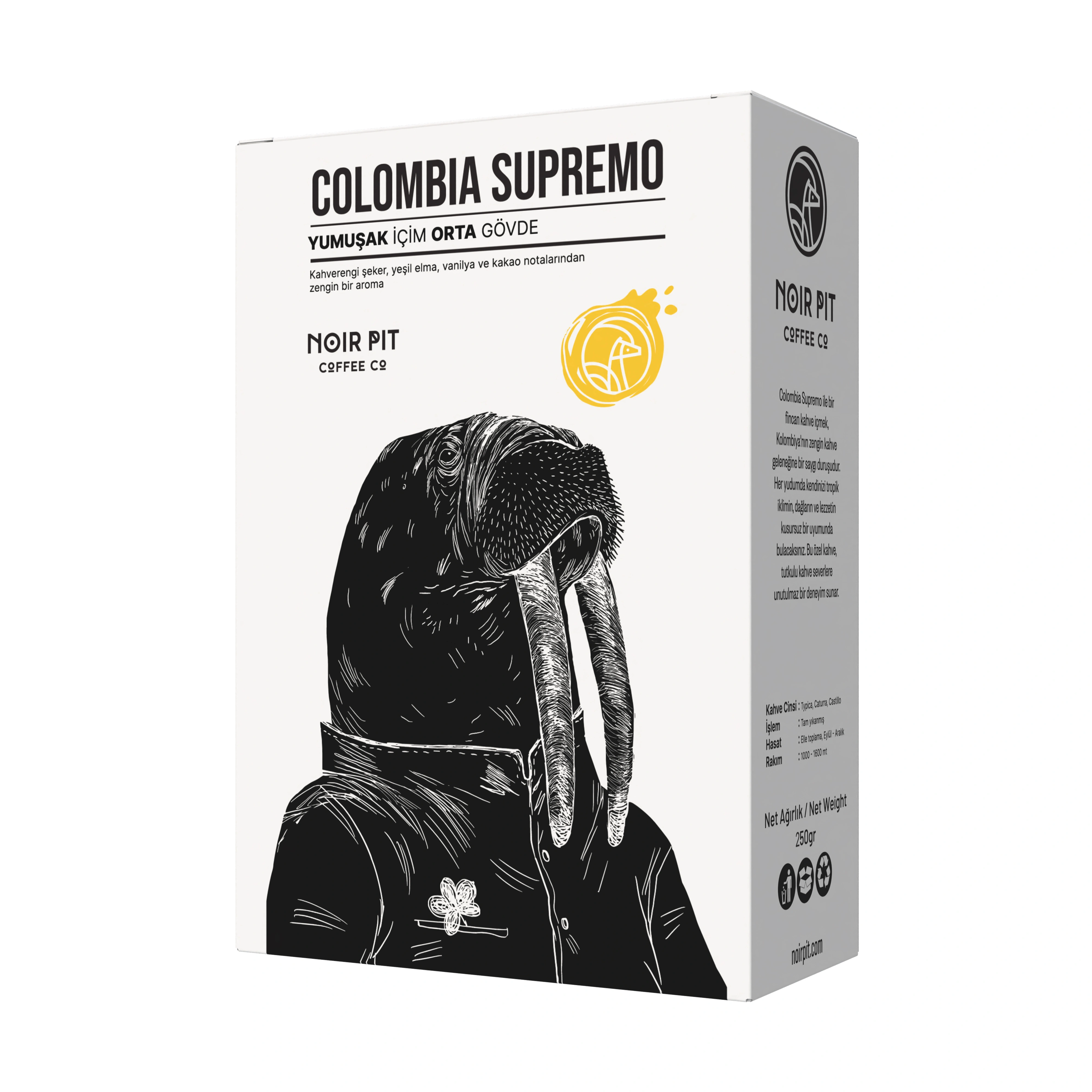 Colombia Supremo Çekirdek Kahve 250 gr