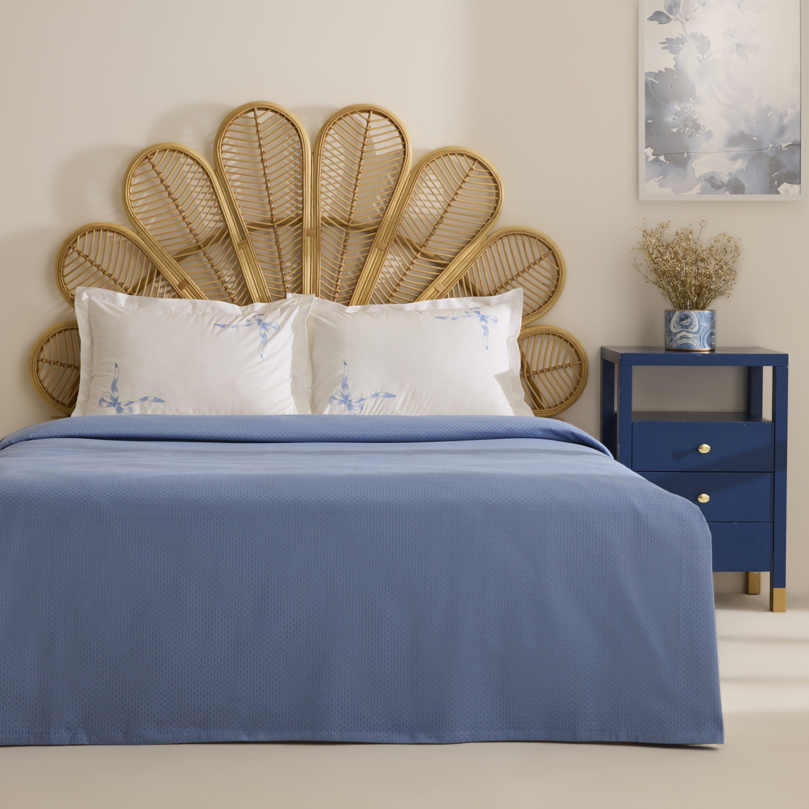 Karaca Home Ardelle Çift Kişilik %100 Pamuk Pike Takımı Mavi