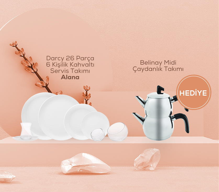 26 Parça 6 Kişilik Kahvaltı Takımı Alana Çaydanlık Takımı Hediye849,98 TL 499.99TL
