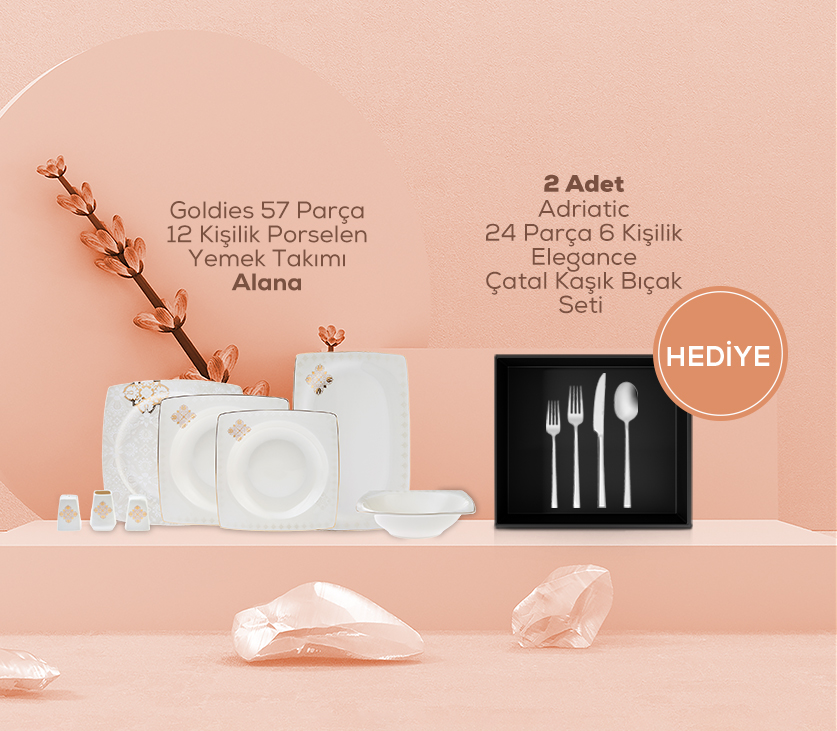 12 Kişilik Yemek Takımı Alana 2 Adet Çatal Kaşık Bıçak Seti Hediye2998TL 2499TL