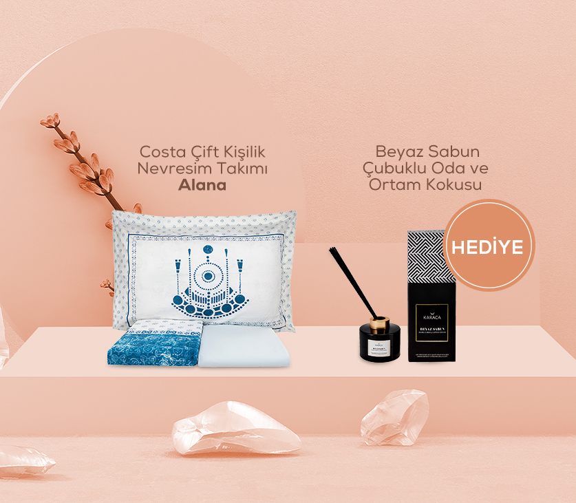 Çift Kişilik Nevresim Takımı Alana Çubuklu Ortam Kokusu Hediye499,98 TL 349,99TL