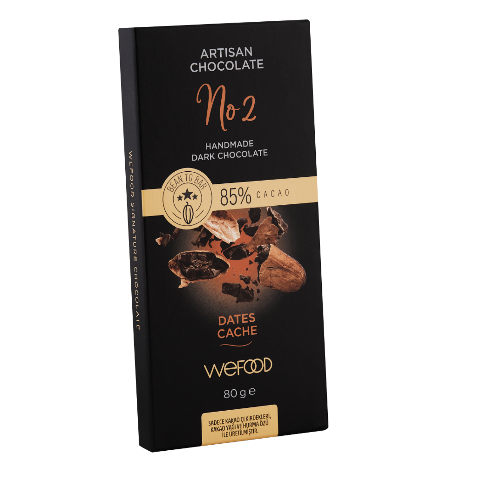 WeFood %85 Kakaolu Hurma Özlü Bitter Çikolata 80 G