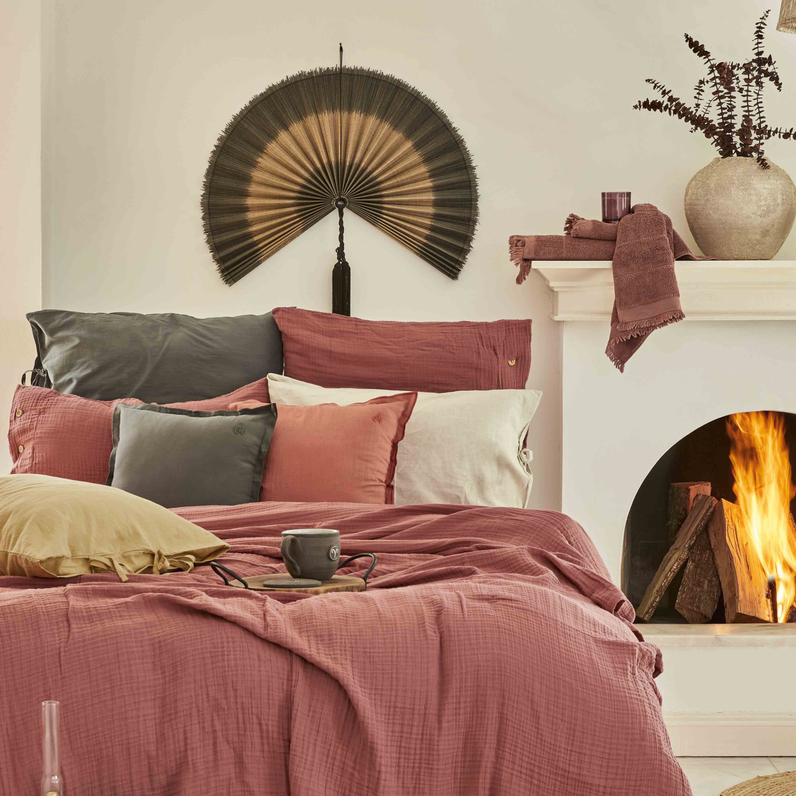 Karaca Home 4 Element Terracotta %100 Pamuk Tek Kişilik Yatak Örtüsü Ateş