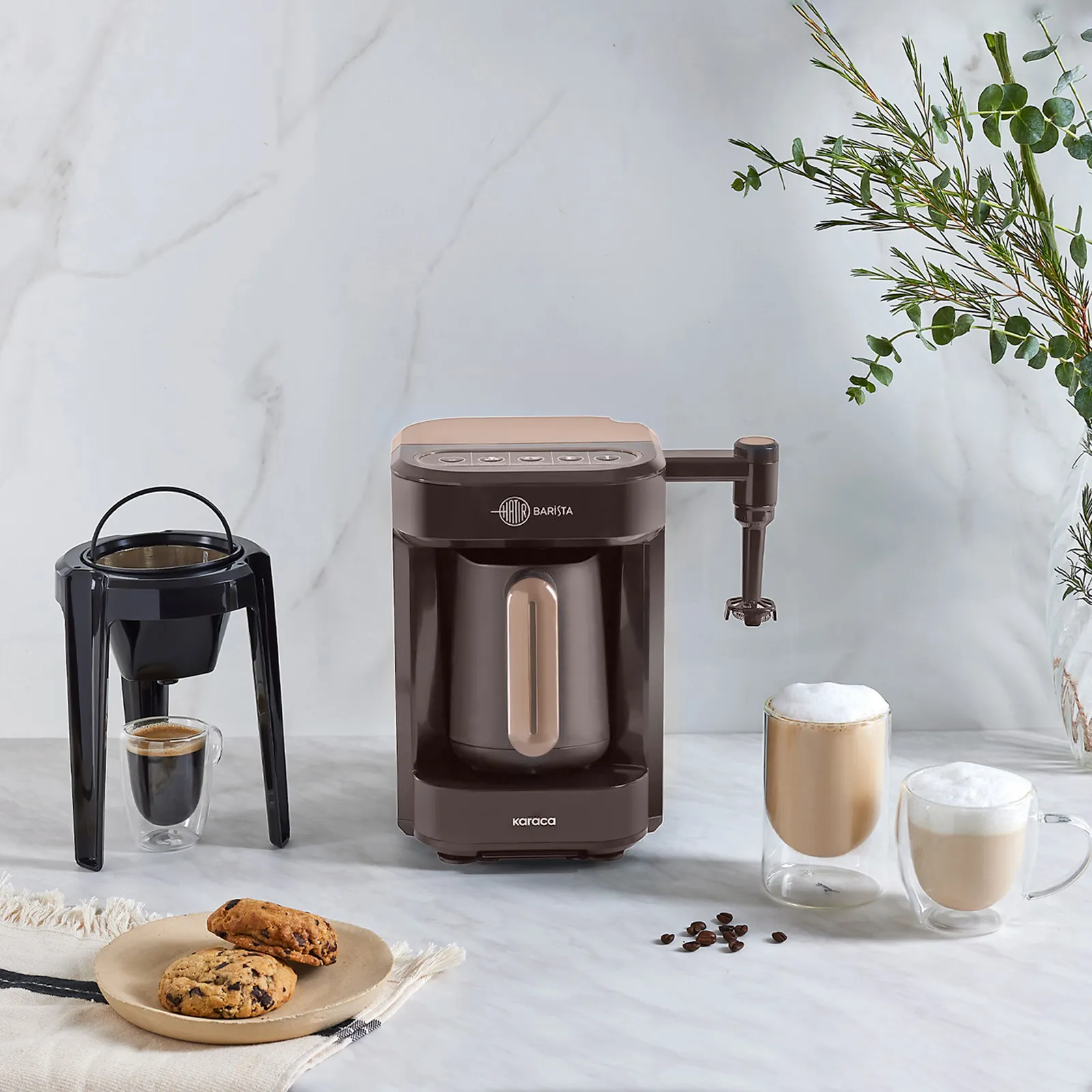 Karaca Hatır Barista Latte ve Türk Kahve Makinesi Walnut Brown