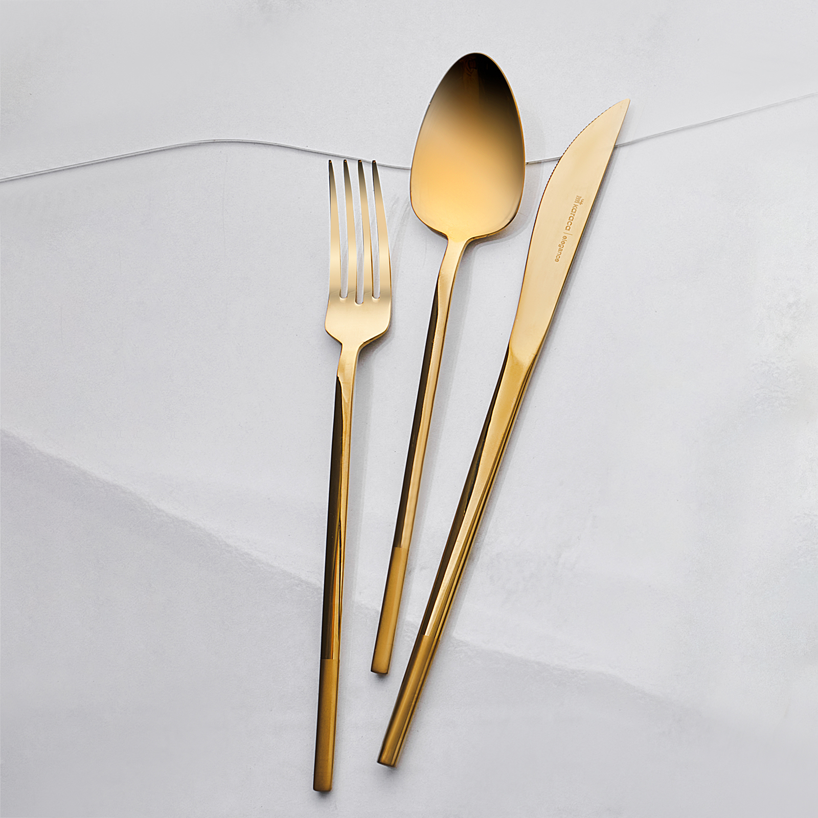 Karaca Vibe 84 Parça 12 Kişilik Elegance Mat Saplı Gold Kutulu Çatal Kaşık Bıçak Takımı