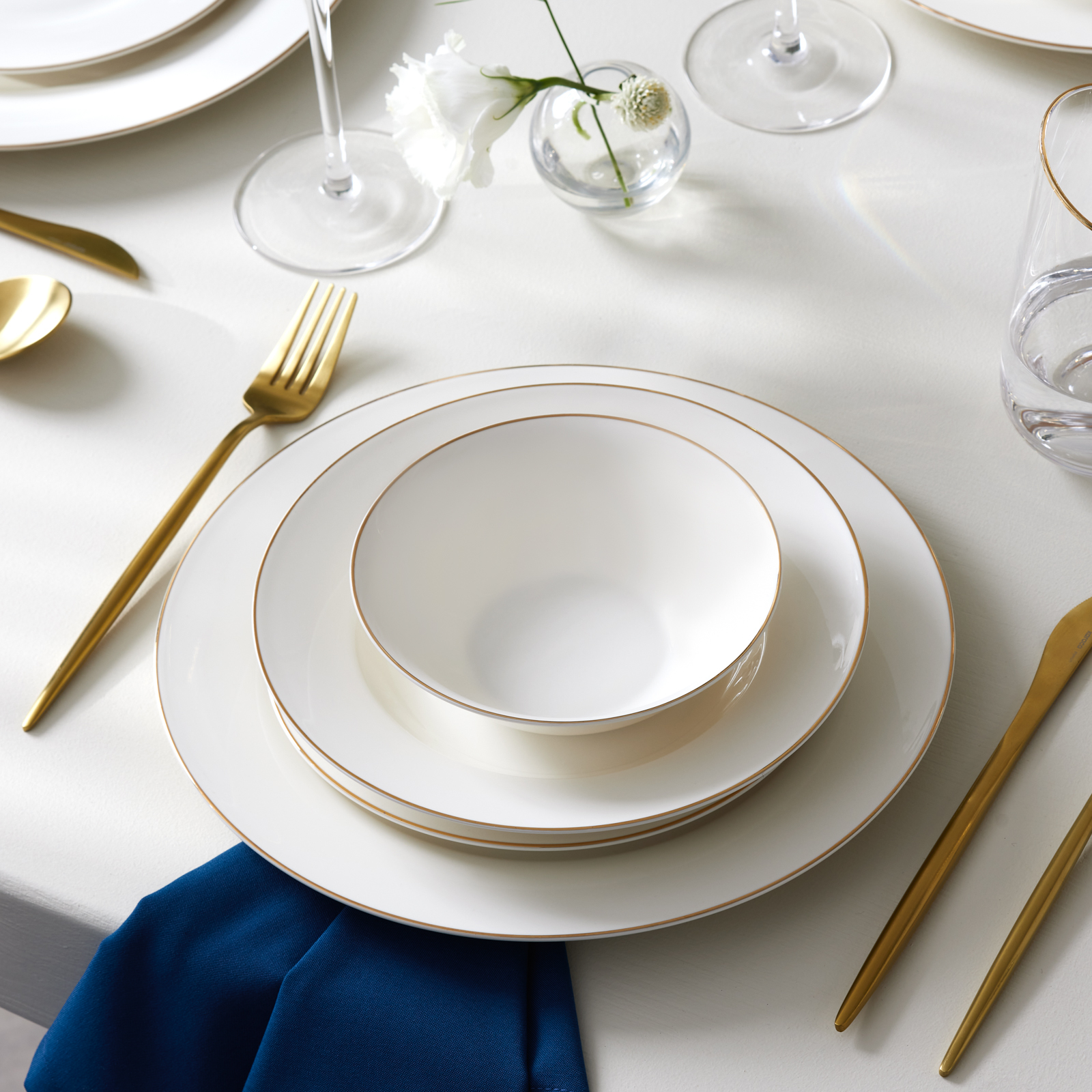 Karaca Finley New Bone 24 Parça 6 Kişilik Yuvarlak Yemek Takımı Gold