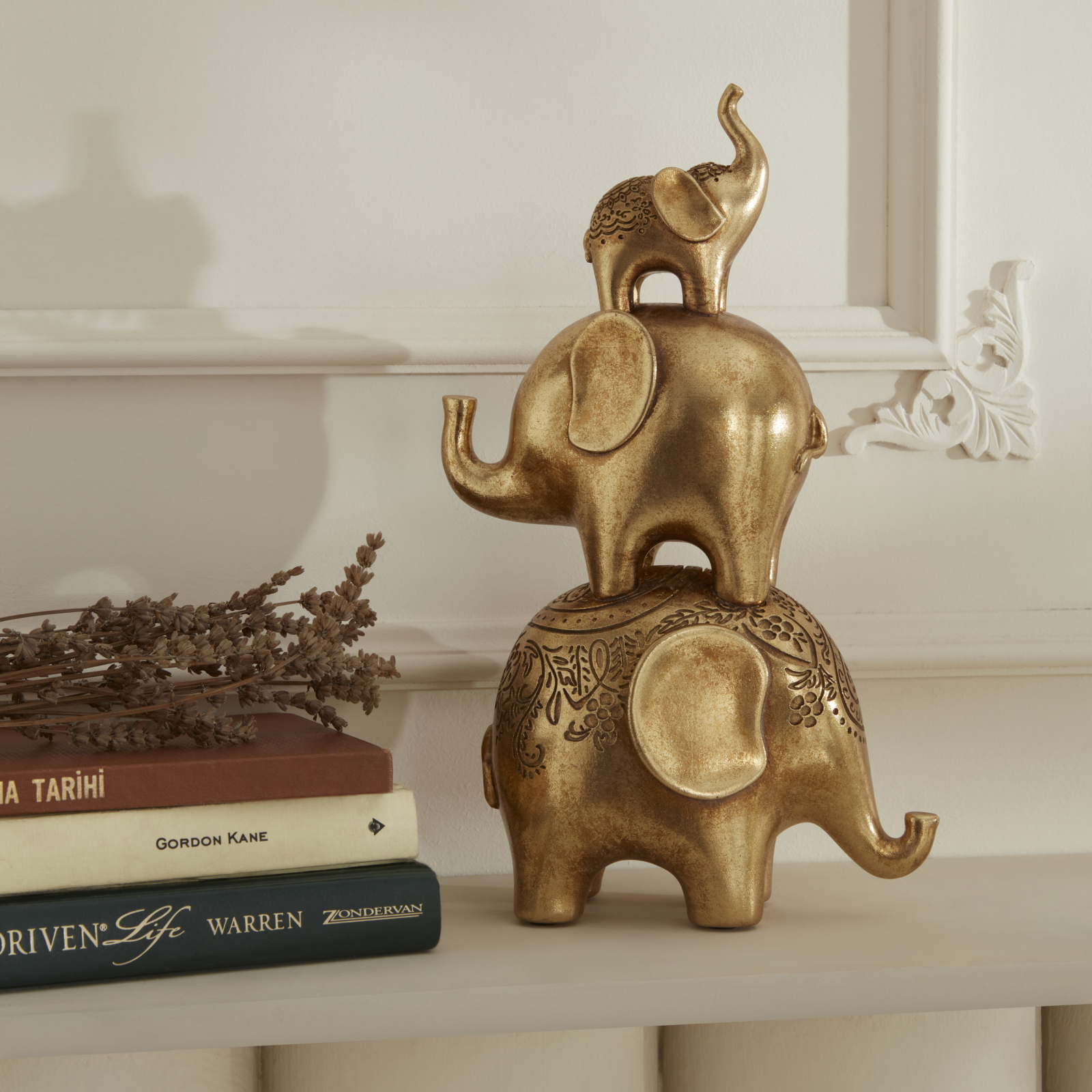 Karaca Home Elephant Biblo Gold 18X10,5X30,3 CM