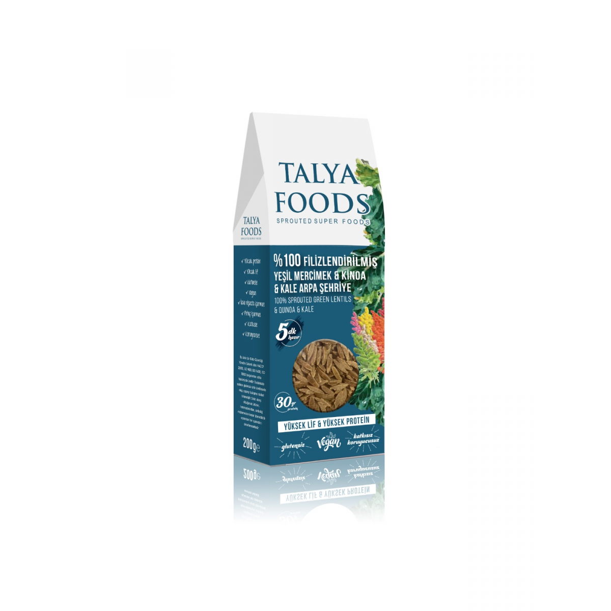 Talya Foods Filizlendirilmiş Yeşil Mercimek Kinoa Kale Yaprağı Şehriye 200 G