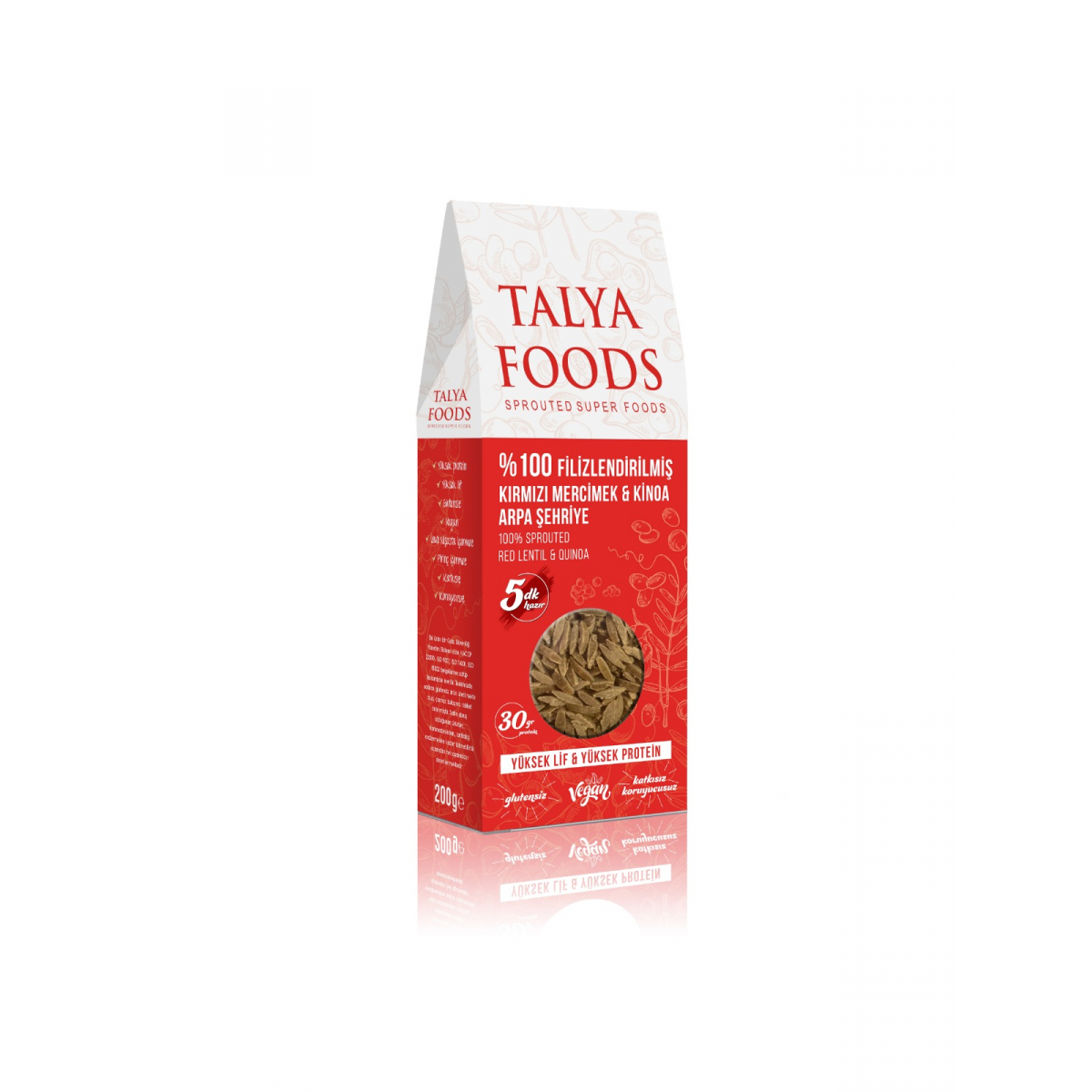 Talya Foods Filizlendirilmiş Kırmızı Mercimek ve Kinoa Şehriye 200 G