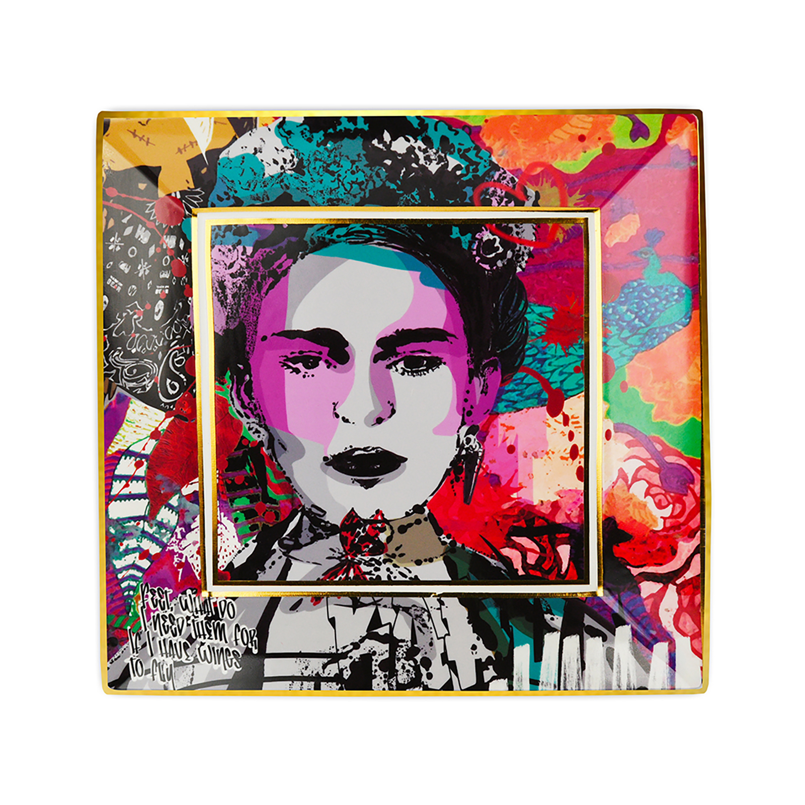 Baci Milano Street Art Gift Servis Tabağı 25 cm x 25 cm Frida 