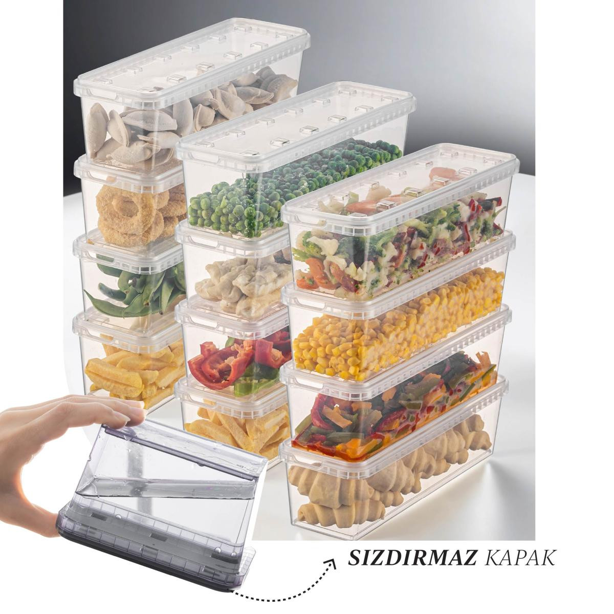 Vienev 12'li 1,4 Litre Block Buzdolabı Ve Derin Dondurucu Sızdırmaz Saklama Kabı Şeffaf