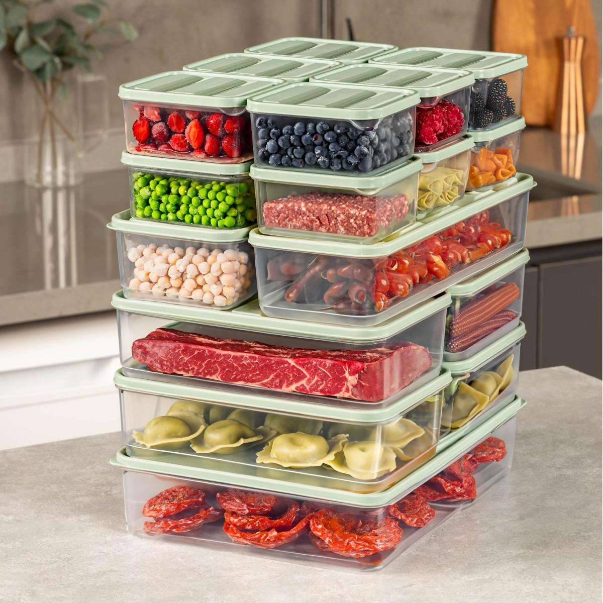 Vienev 19lu Buzdolabı Dondurucu Organizer Mikrodalga Ve Difrize Uygun Saklama Kabı Mint