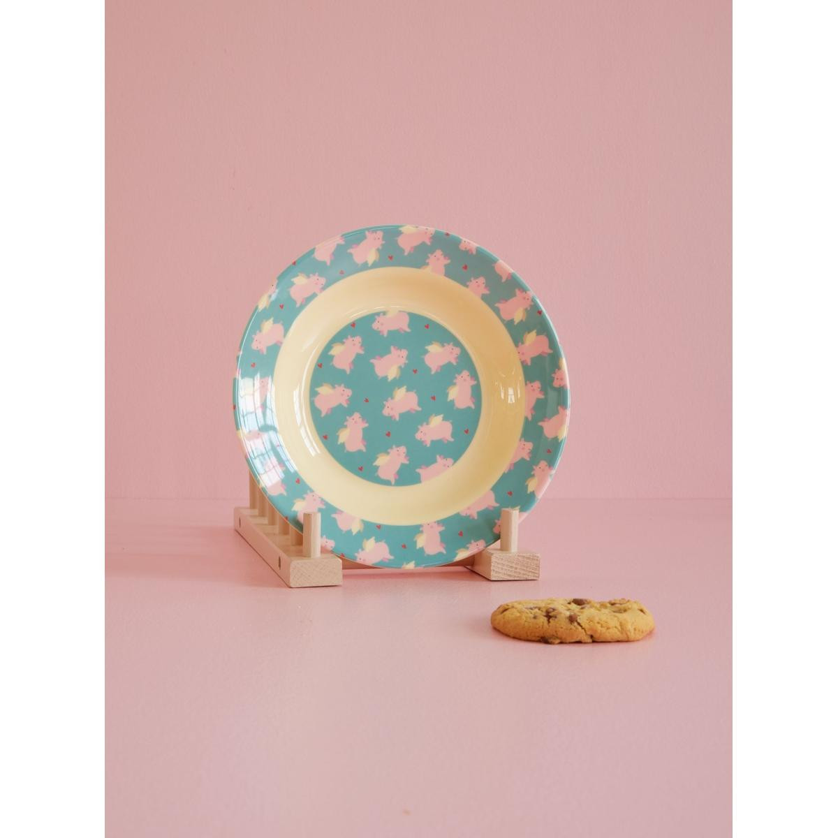 Rice Melamin Çocuk Çukur Tabak - Uçan Domuz