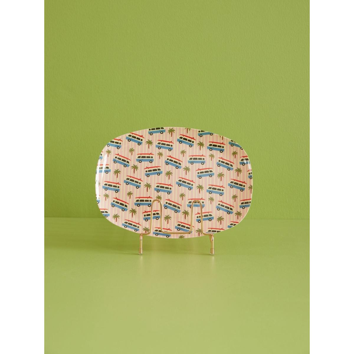 Rice Melamin Dikdörtgen Tabak - Pembe Araba