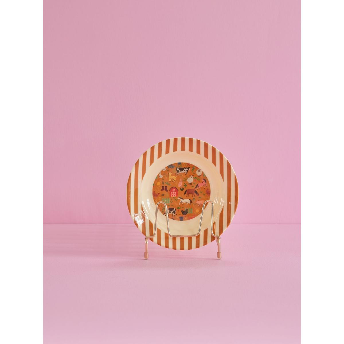 Rice Melamin Çocuk Çukur Tabak - Çiftlik