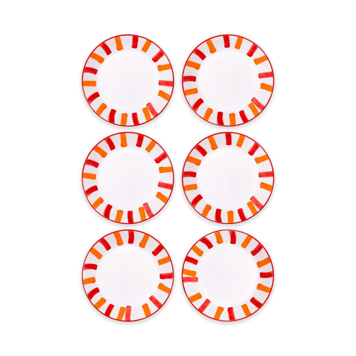 The Mia Joy Yemek Tabağı 6lı Set Kırmızı 20 Cm