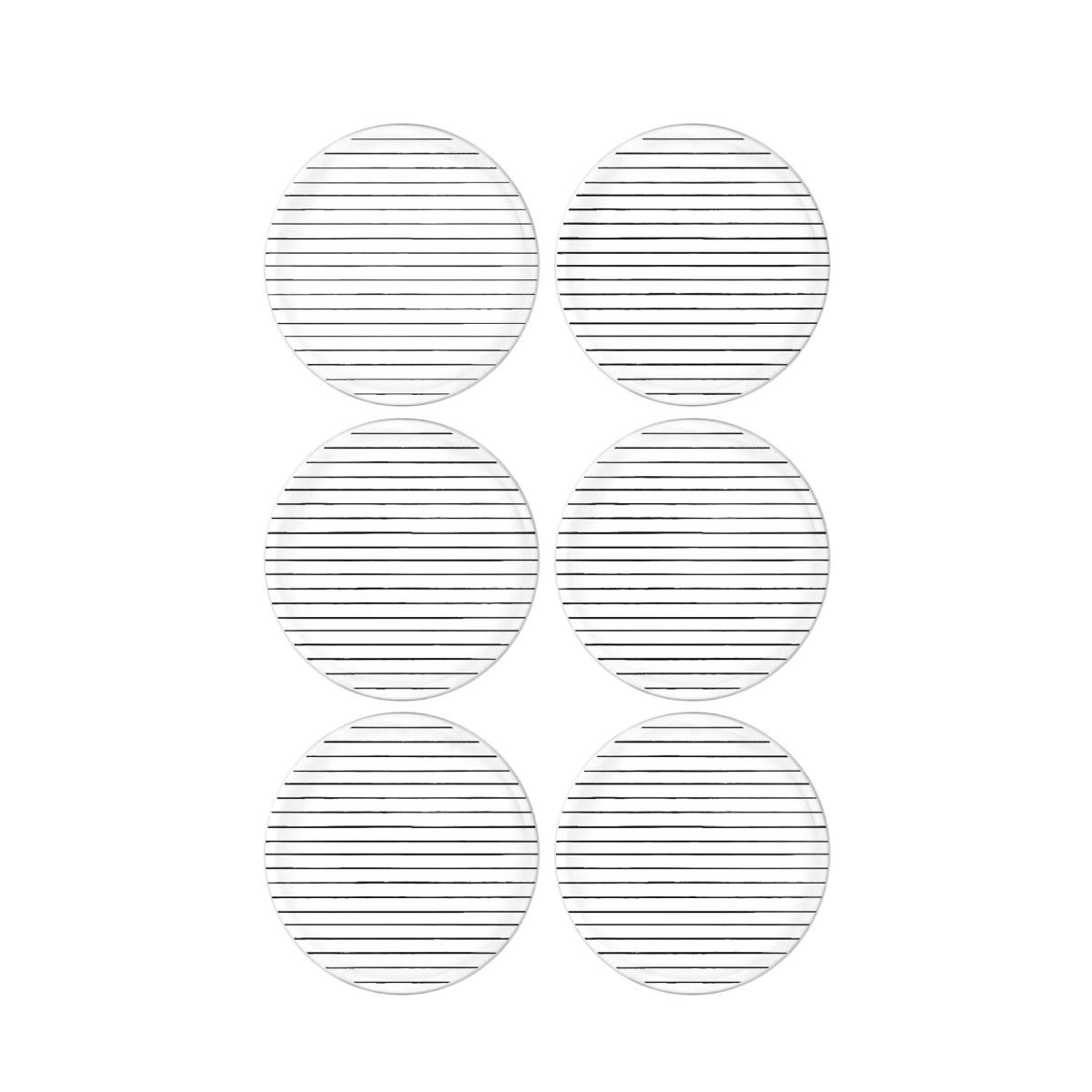 The Mia Daily Tunes Pasta Tabağı Çizgili 6 Lı Set - 19 Cm