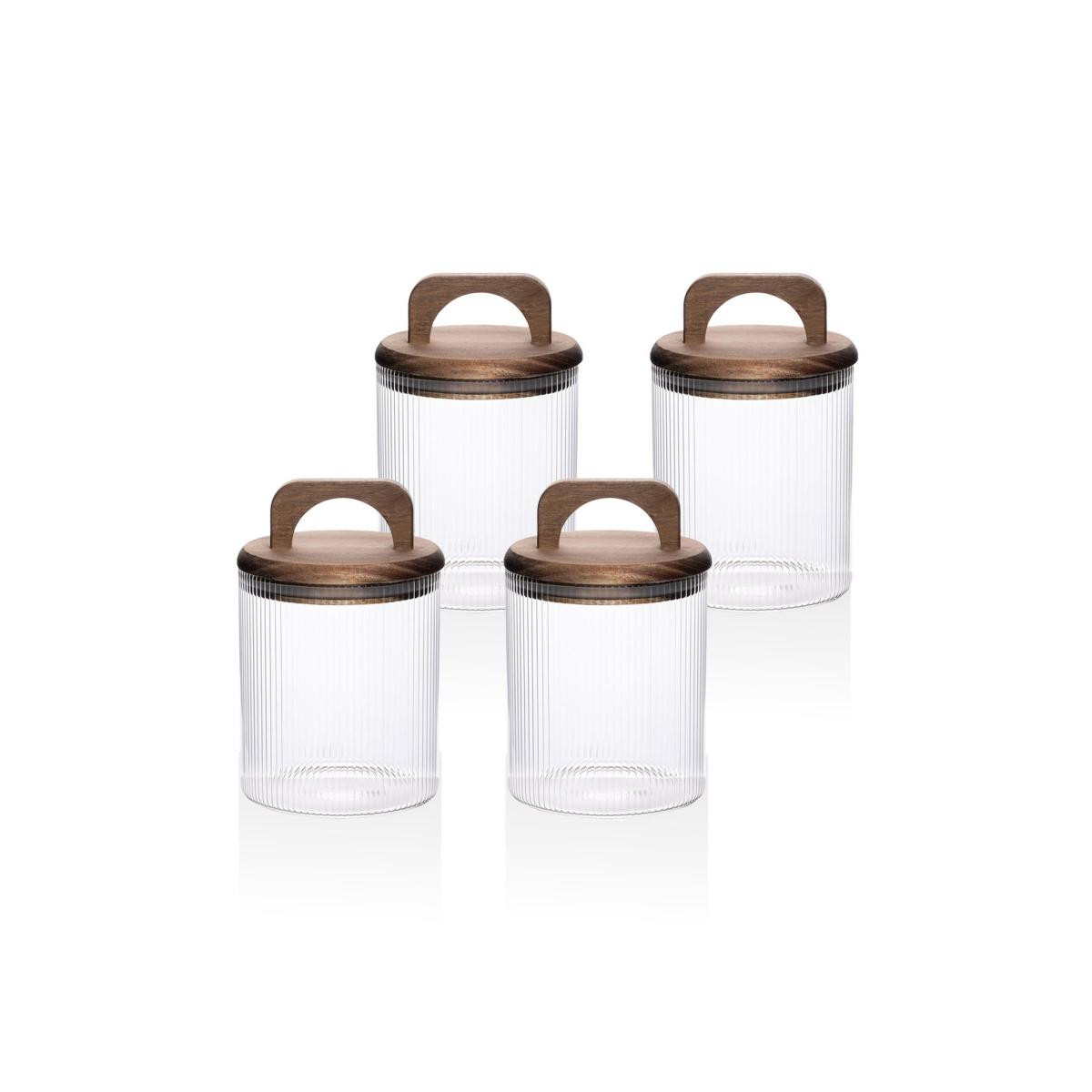 The Mia Akasya Kulplu Cam Kavanoz Seti 4 Parça 700 Ml