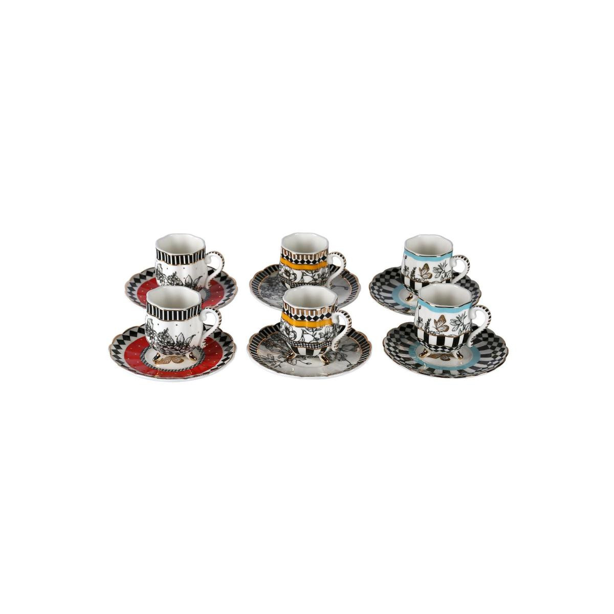 Lucky Art Maggey New Bone China Porselen 6lı Ayaklı Kahve Fincanı Seti