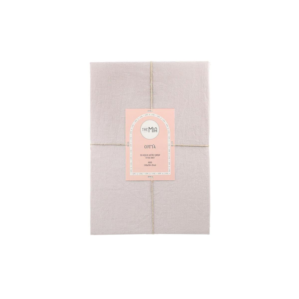 The Mia Cotta Beige Tek Kişilik Lastikli Çarşaf 200x100 Cm