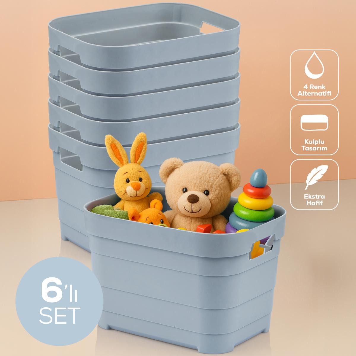 Vienev 6'lı 5 Litre Saklama Kutusu Mavi