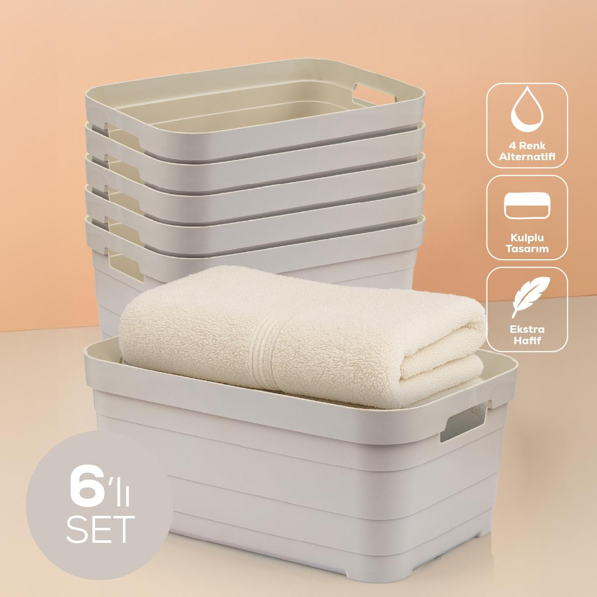 Vienev 6'lı 10,8 Litre Saklama Kutusu Bej