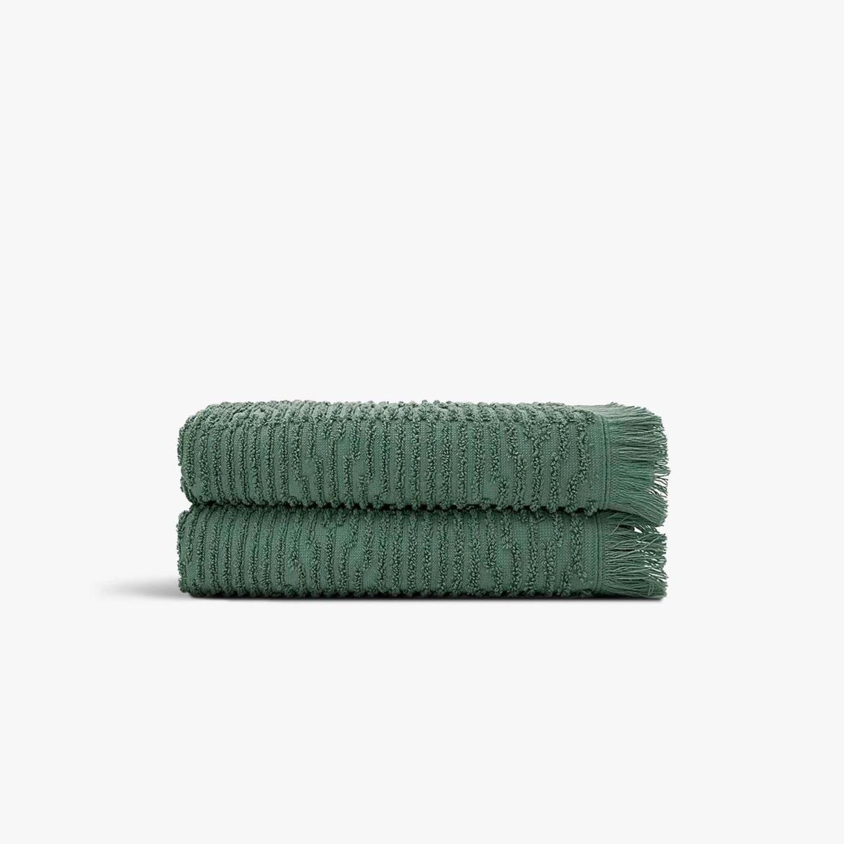 Green Black Anisa 2'li El Yüz Havlusu %100 Pamuk Penye Jakarlı Yeşil 50x90 Cm