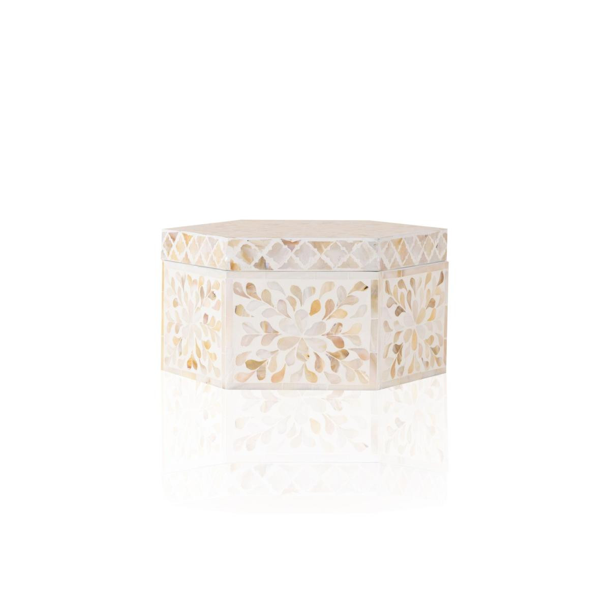 The Mia Sedef Altıgen Kutu 24x21x12 Cm Tlc0076