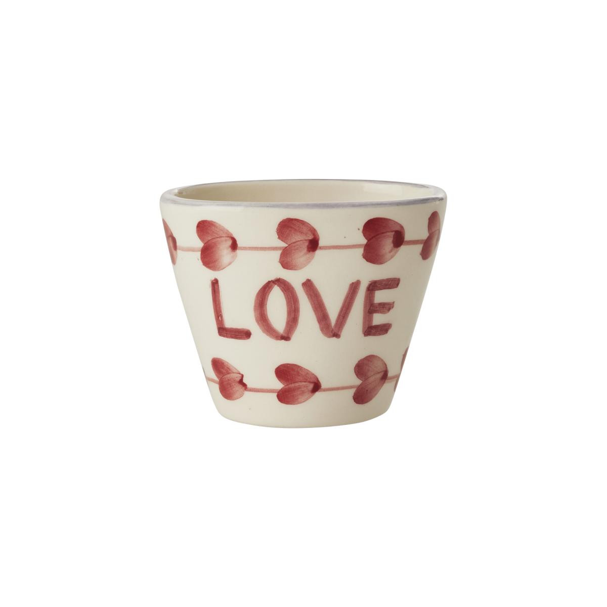 Rice El Yapımı Oval Seramik Espresso Kupa - Love