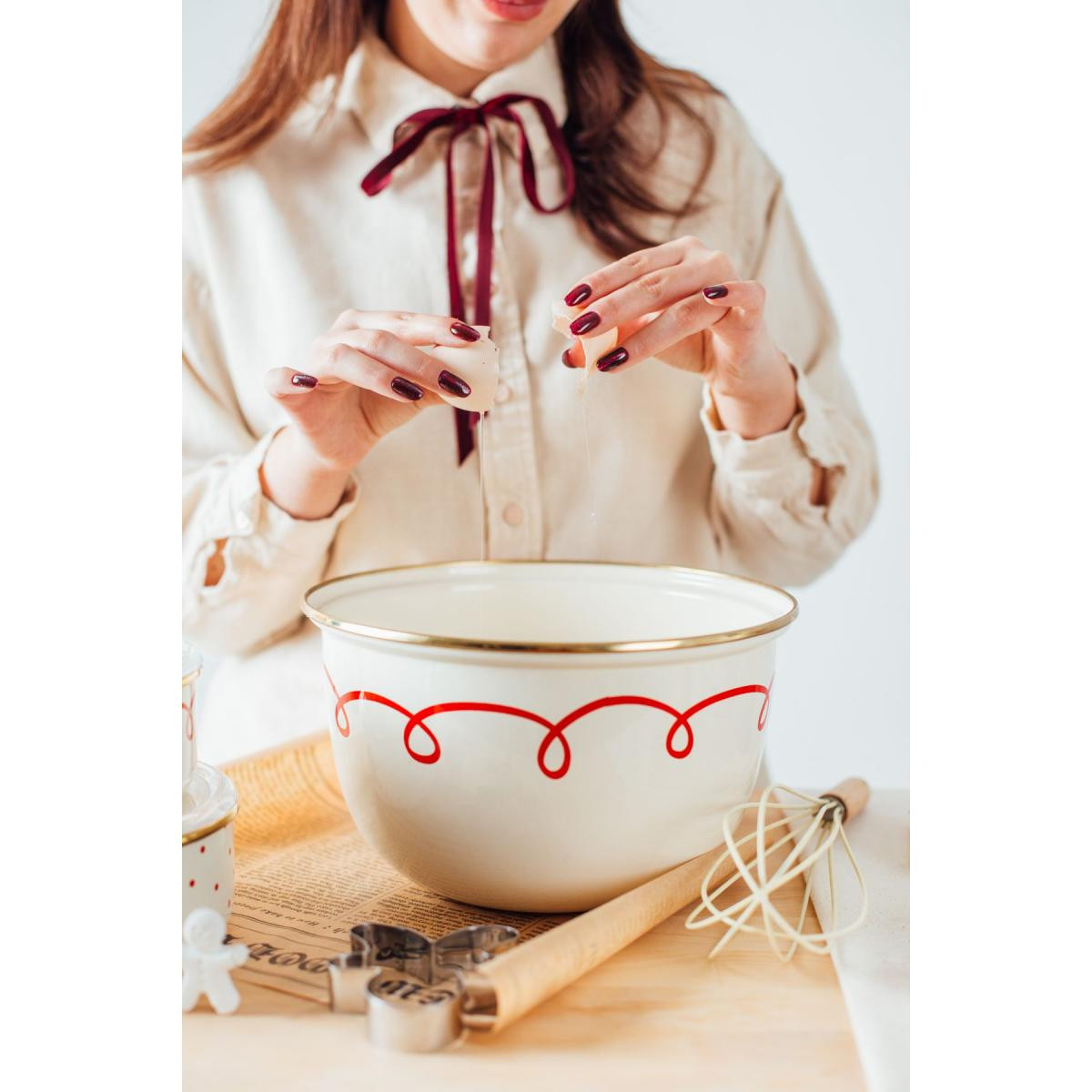 Emaylab Merry Yılbaşı Özel Emaye Karıştırma Kabı- 24cm 4 Litre