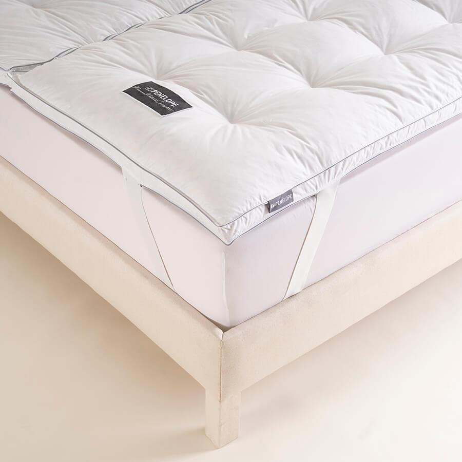 Penelope Tüy Geçirmez 2'ye Ayrılabilen %100 Kaz Tüyü Topper 160x200 Cm - Piume Punto Comfort