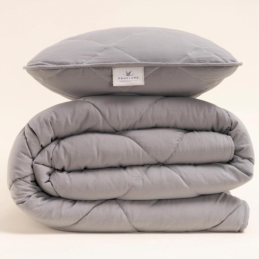 Penelope Microfiber Kumaş Tek Kişilik Gri Yastık Yorgan Seti - Colors In Comfort