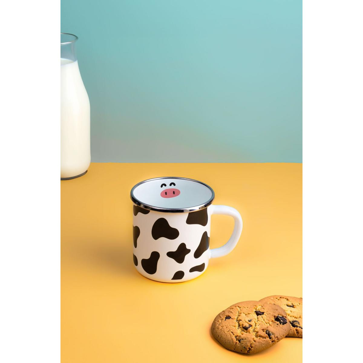 Emaylab Mötilda Inek Desenli Emaye Kupa