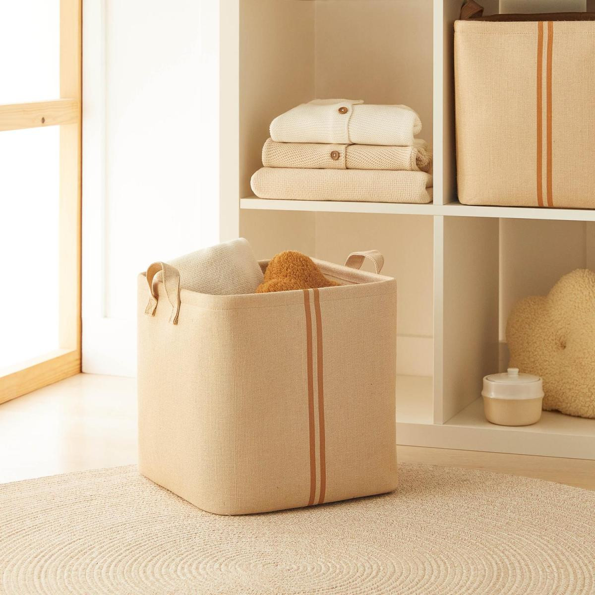 Ocean Home Textile Çocuk Odası Jüt Keten Kumaş Sepet 30 X 30 X 30 Cm