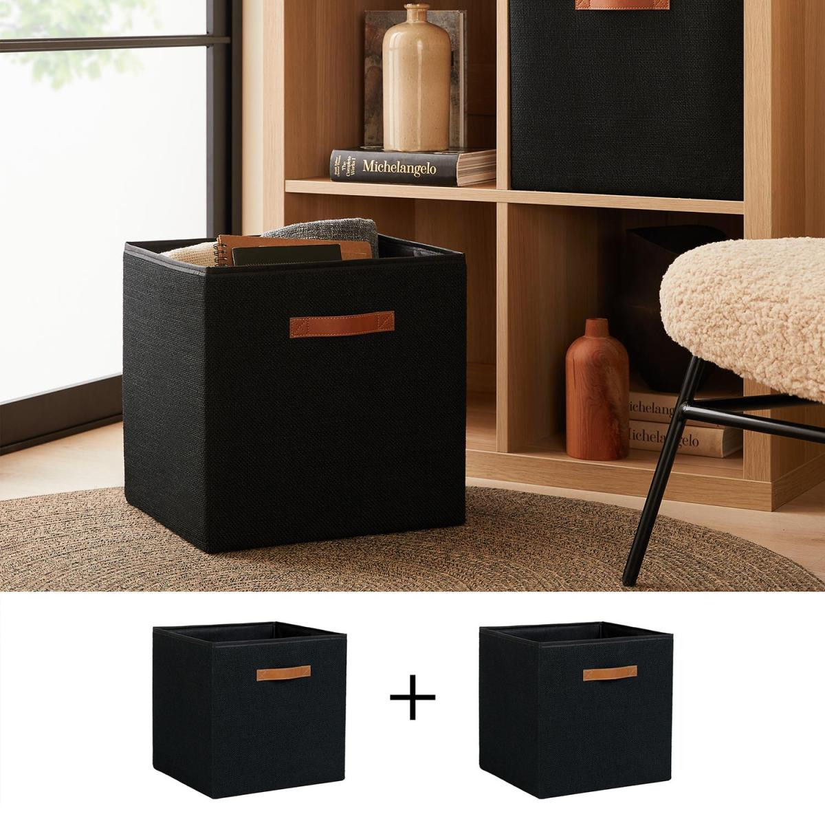 Ocean Home Textile 2'li Siyah Renk Jüt Kutu Set 33 X 30 X 33 Cm