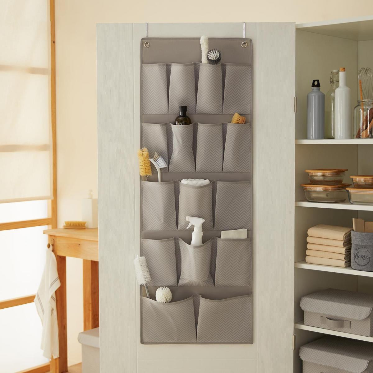 Ocean Home Textile 16 Gözlü Gri Balıksırtı Kapı Arkası Düzenleyici 45 X 125 Cm