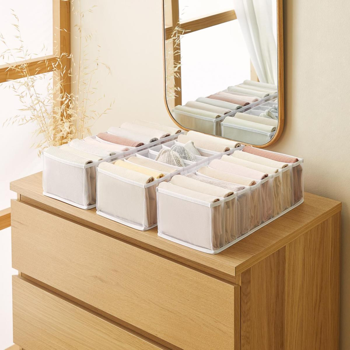 Ocean Home Textile 3'lü 8 Bölmeli Beyaz Renk File Çekmece İçi Düzenleyici Set