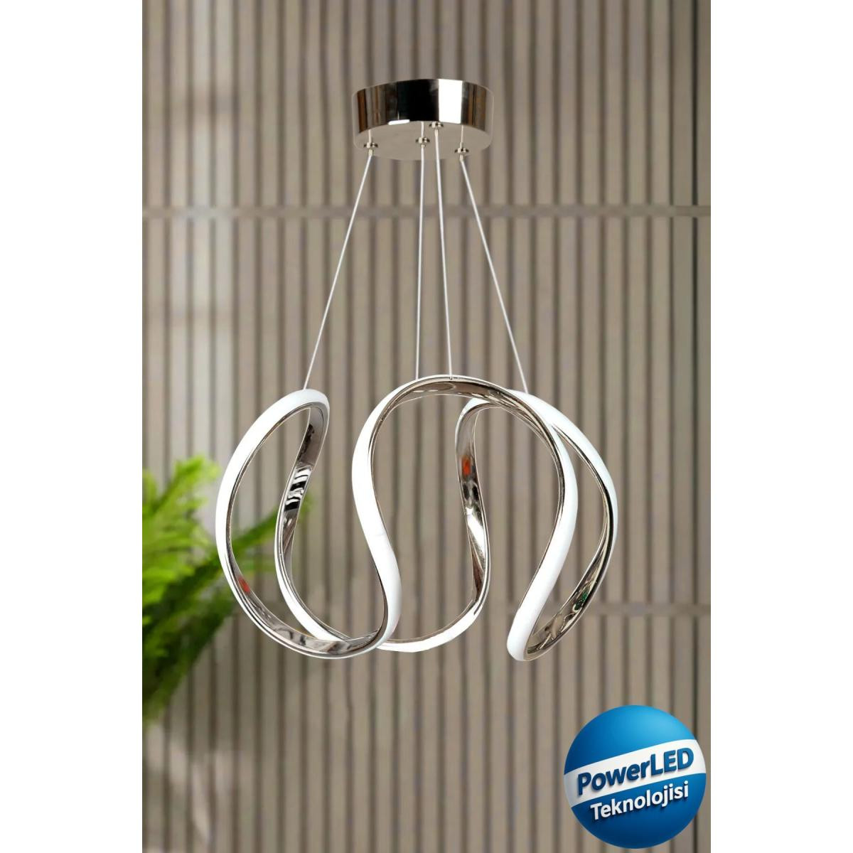 Luna Lighting Deluxe Krom Kaplama Metal Led Sarkıt Avize Beyaz Işık
