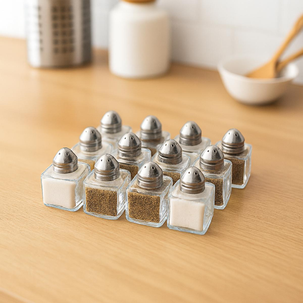 Vienev 12'li Mini Kare Tuzluk Ve Biberlik Seti