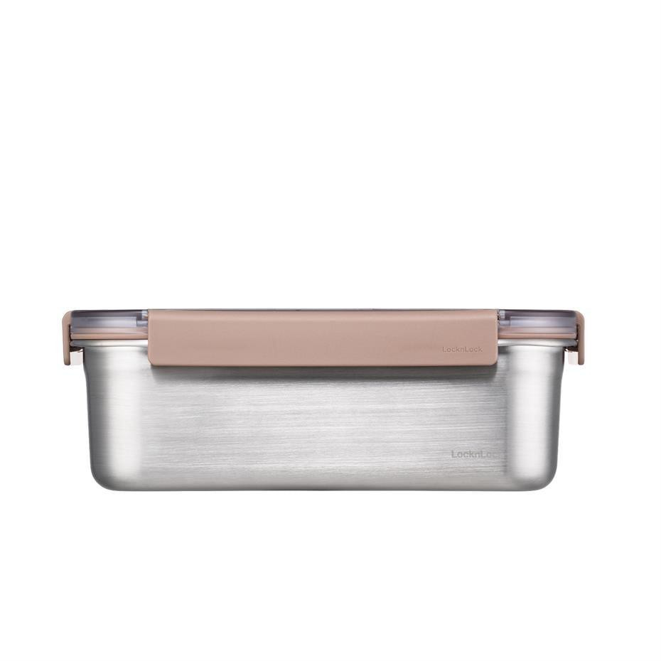 Locknlock Paslanmaz Çelik Fırın & Saklama Kabı Dörtgen Kilitli 2 Lt - Kahverengi