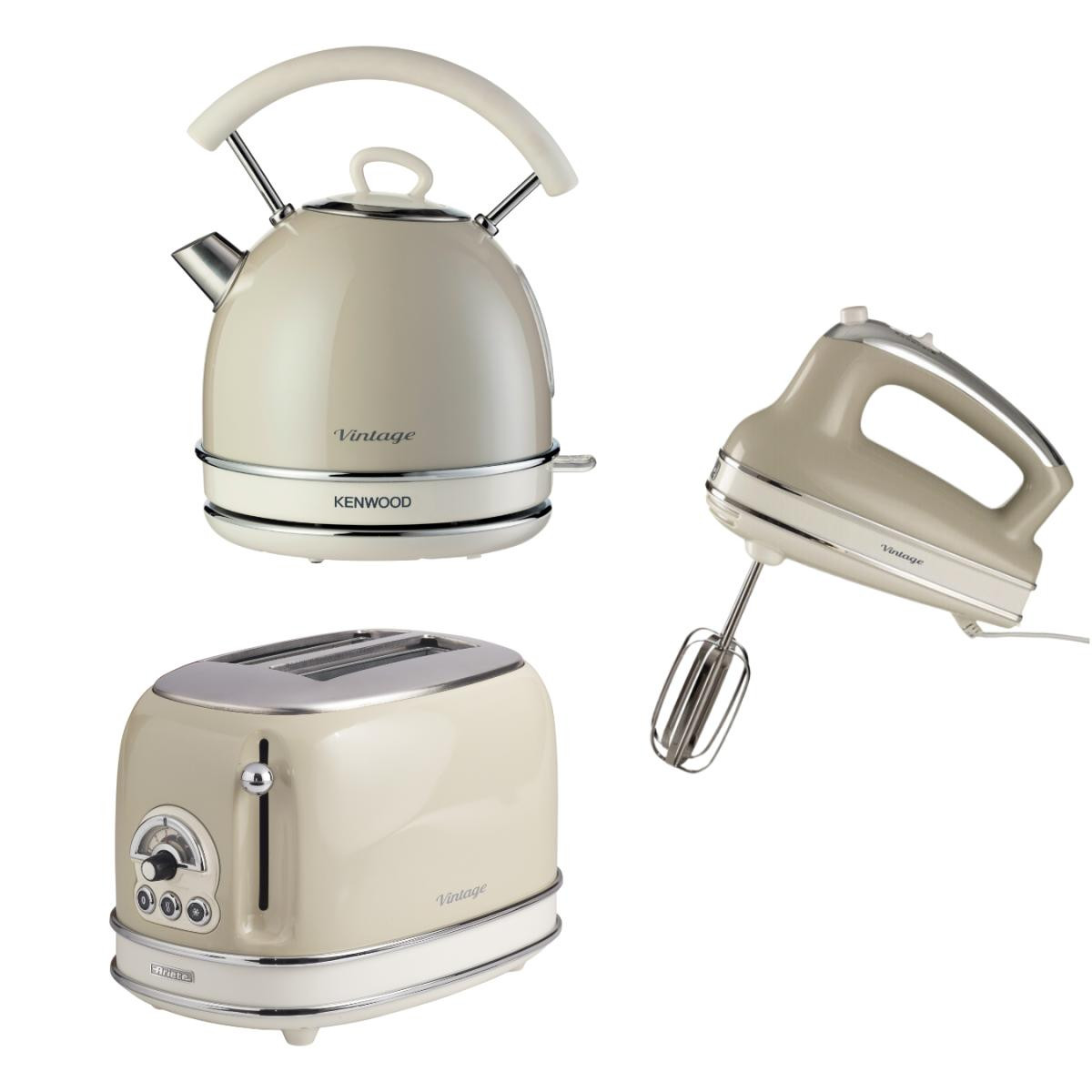 Ariete Vintage 3'lü Set, Bej (dom Su Isıtıcı + El Mikseri + Ekmek Kızartma Makinesi Özel Set) khset11