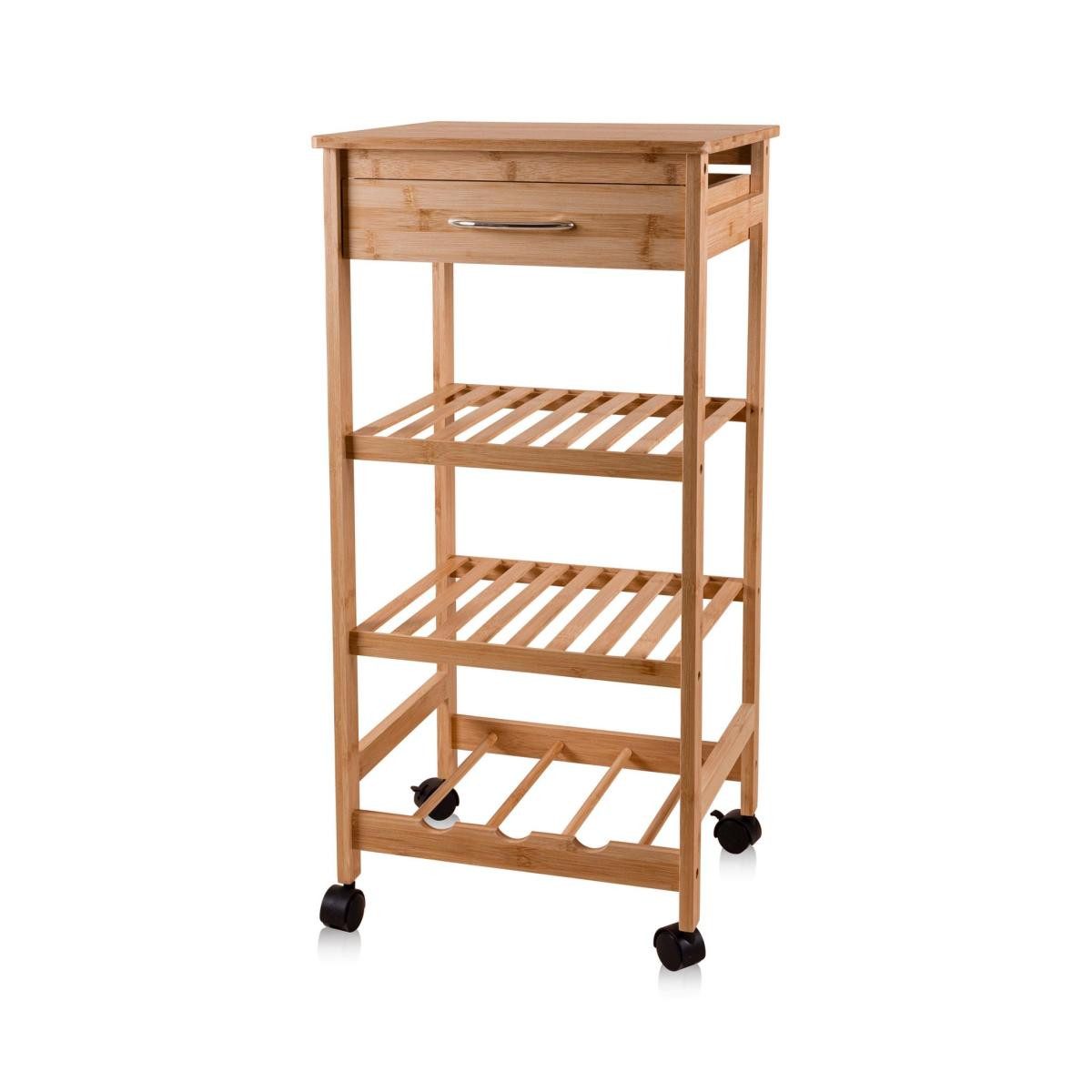 The Mia Bambu Tekerlekli 4 Katlı Düzenleyici Dolap Raf 83x40x37 Cm