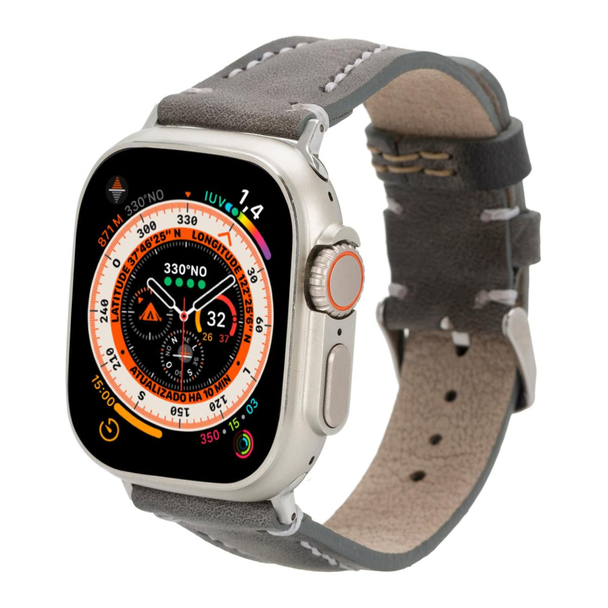 Bloominbag Bloomstrap Avilla Ash Gray Hakiki Deri Apple Watch Kayışı-44/45/46/49mm